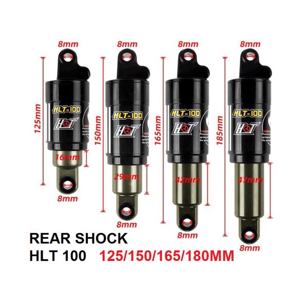 Rear shock HLT 100 125mm 150mm 165mm 185mm 125 150 165 185 mm suspension rearshock suspensi belakang