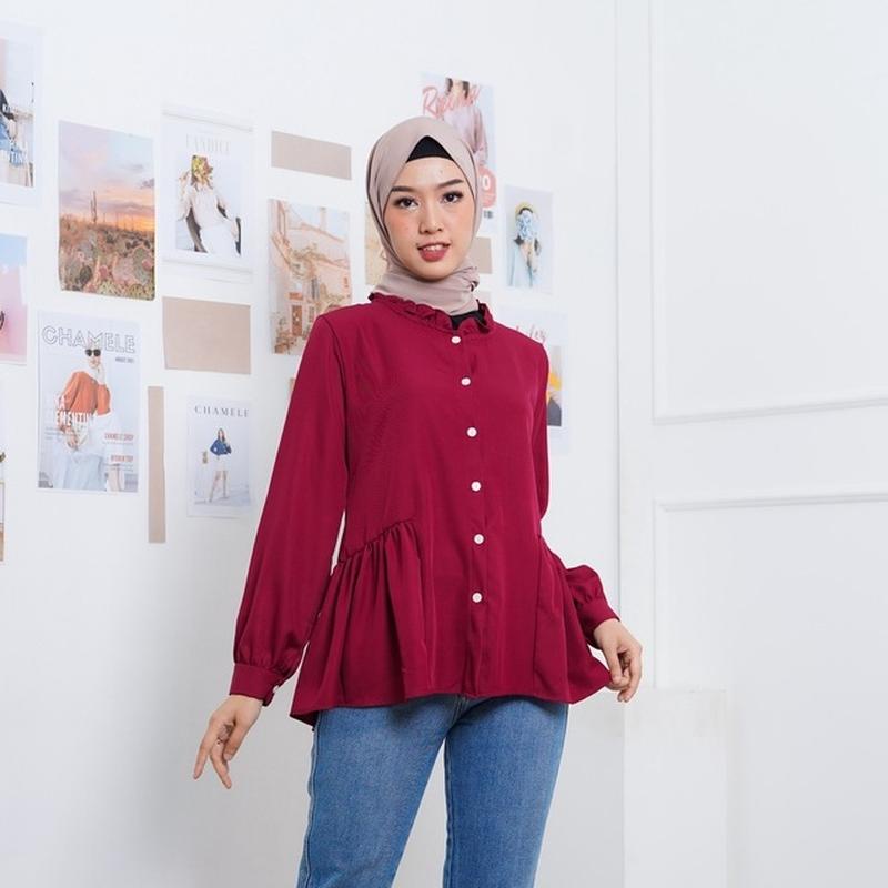 Kemeja Putih Wanita Lengan Panjang Polos Kemeja Monalisa Baju Atasan Cewek Remaja Casual Hem Kerja K