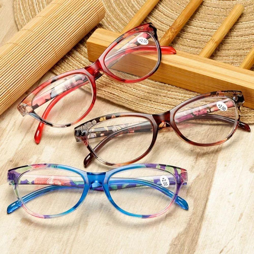 Mxbeauty Kacamata Baca Mata Kucing Wanita Outdoor Vision Care Travel Ultralight Baca Pembesaran Bunga Presbyopic Eyewear