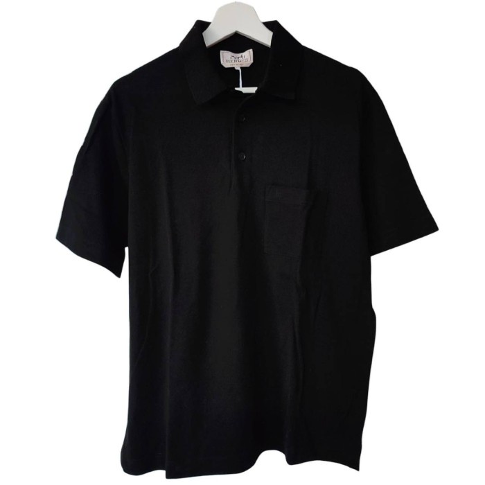 Polo Shirt Pria Kaos Hermes Polo Black Original