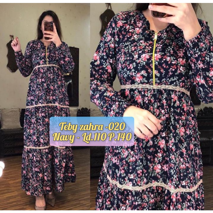 TEBY DASTER ARAB ZAHRA FLOWER RAINBOW SERIES RAYON VISCOSE ALL SIZE ORI-NAVY 020
