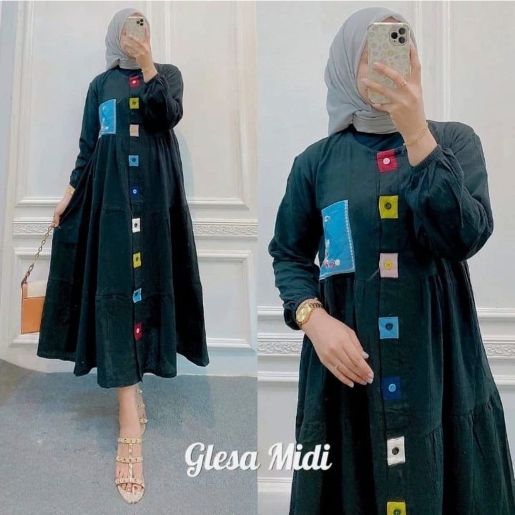 Long Tunik Glesa Midi/Over Size/Cottun Ori/Kekinian/Terndi/Terbaru Terlaris/