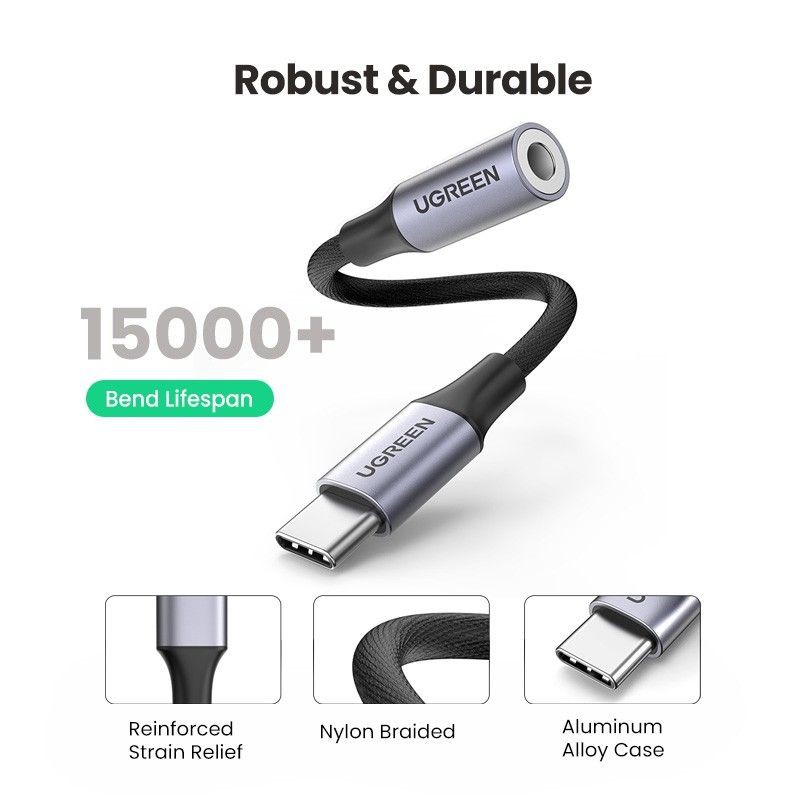 Ugreen USB C to 3.5mm Audio Adapter DAC Chip for Samsung iPad Huawei Xiaomi OnePlus Google