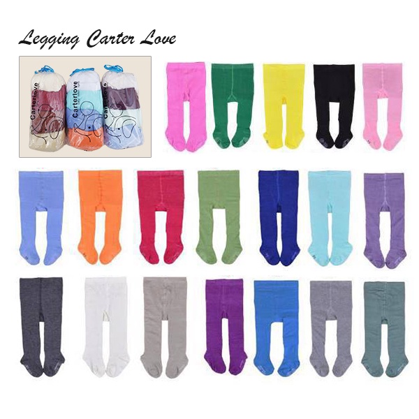 1 Pack Isi 4 Legging Bayi Carterlove Tutup Kaki Anti Slip Polos Cotton Rich Adem Newborn