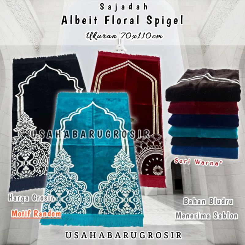 Sajadah Albeit Flora Polos Ukuran 70x110cm Sajadah Turki Bluedru Tebal