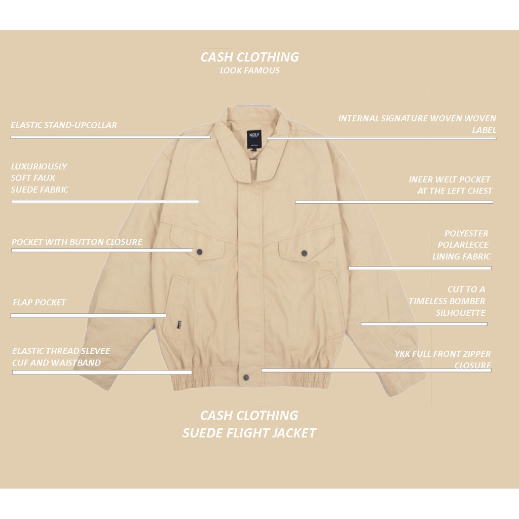 JAKET VINTAGE JAKET BOMBER PRIA FLIGHT JAKET CREAM