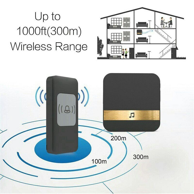 Bel Pintu Wireless Door Bell Waterproof 52 Tunes 1 Receiver 433Mhz - A9 - Black