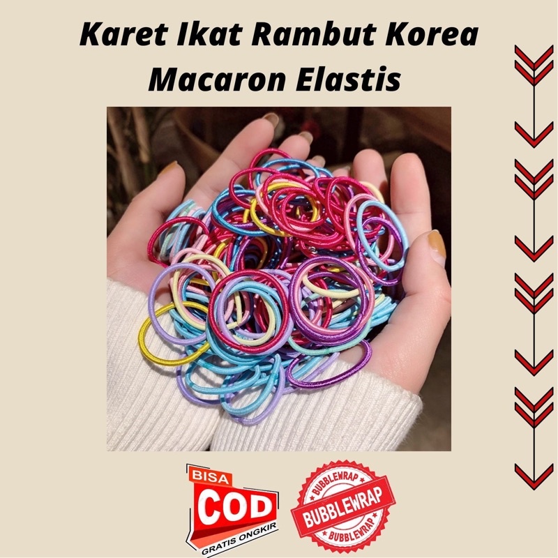 Karet Ikat Rambut Korea Macaron Elastis