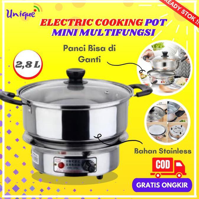 Panci Listrik Serbaguna Stainless Panci Listrik Electric Pot Mini Ayodibelik