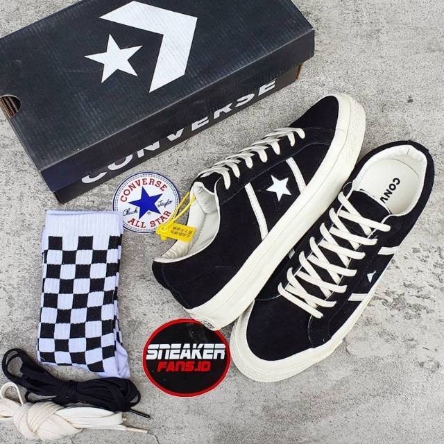 SEPATU CONVERSE ONE STAR ACADEMY BLACK WHITE SUEDE PREMIUM MIRROR ORI