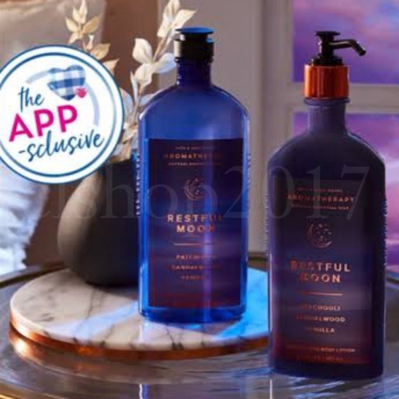 BATH AND BODY WORKS BBW AROMATHERAPY RESTFUL MOON PATCHOULI SANDALWOOD VANILLA SERIES ESSENTIAL OIL ROLL ON ESSENTIAL OIL MIST PILLOW MIST BODY CREAM SCENTPORTABLE WALLFLOWER ROOMSPRAY POCKETBAC BODY LOTION BODY CREAM BODY WASH