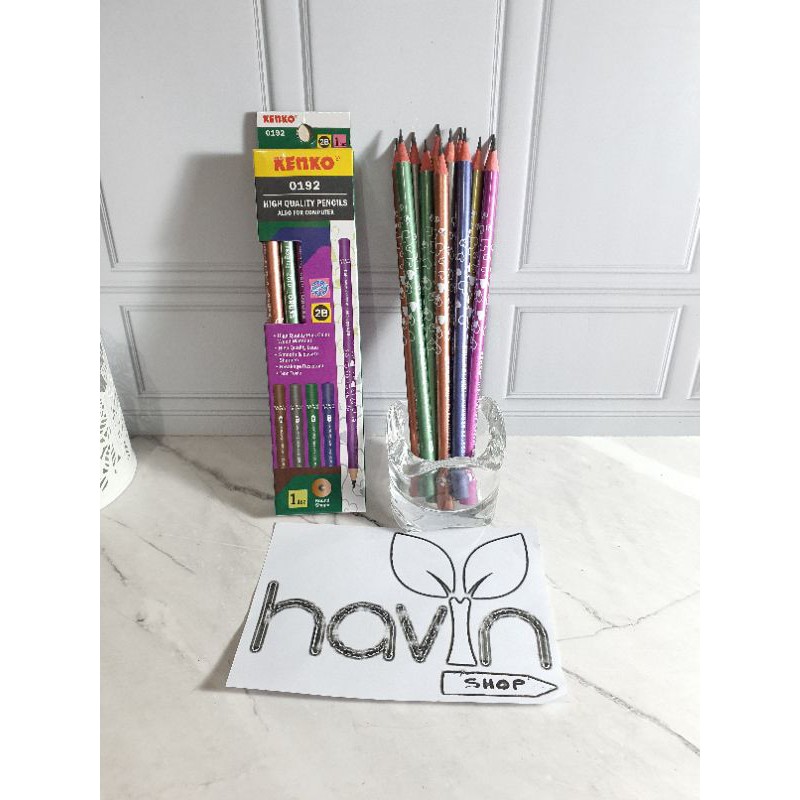 (12pc) pensil Kenko 2B 0192 sudah diserut/pencil Kenko bagus metalik