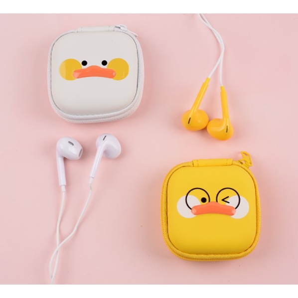 [E-269] Set Headset Earphone Karakter NOMO DUCK / Earphone + Wadah Earphone Lucky DUCK / Earphone Kartun Bebek Lucu Imut