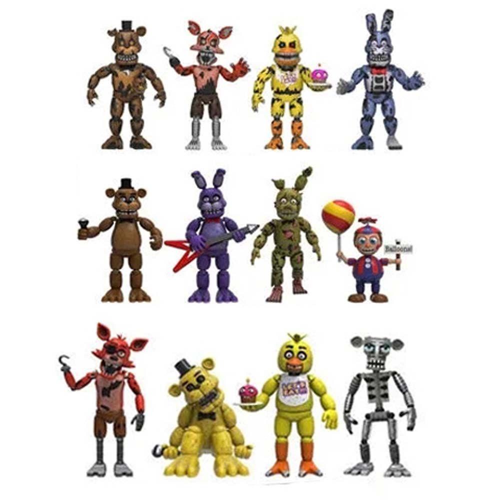 LANFY Lima Malam Di Malam Freddy's FNAF Nightmare 4pcs /set Dekorasi Mobil Figure Mainan Chica Pelaksanaan Keamanan Model Kolekte