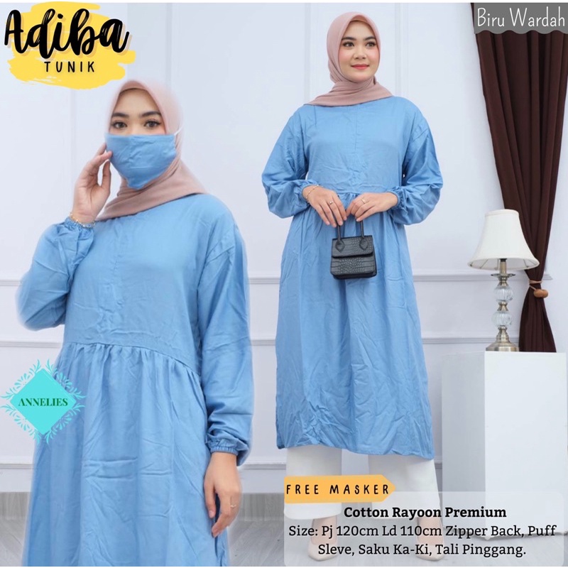 NEW LD110 MIDI DRESS ADIBA ORI ANNELIES RAYON PREMIUM ORI ADEM