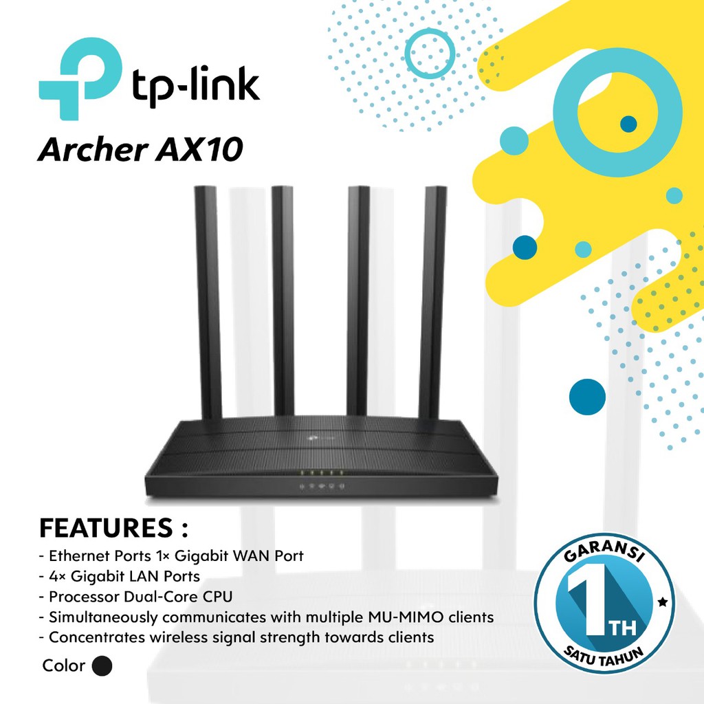 TP-LINK Archer AX10 | AX1500 Wi-Fi 6 Router Original - Garansi 1th