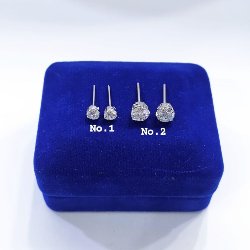 Anting Perak Asli Silver 925 Lapis Emas Putih permata Diamond _ Anting Korea/perhiasan wanita/cantik