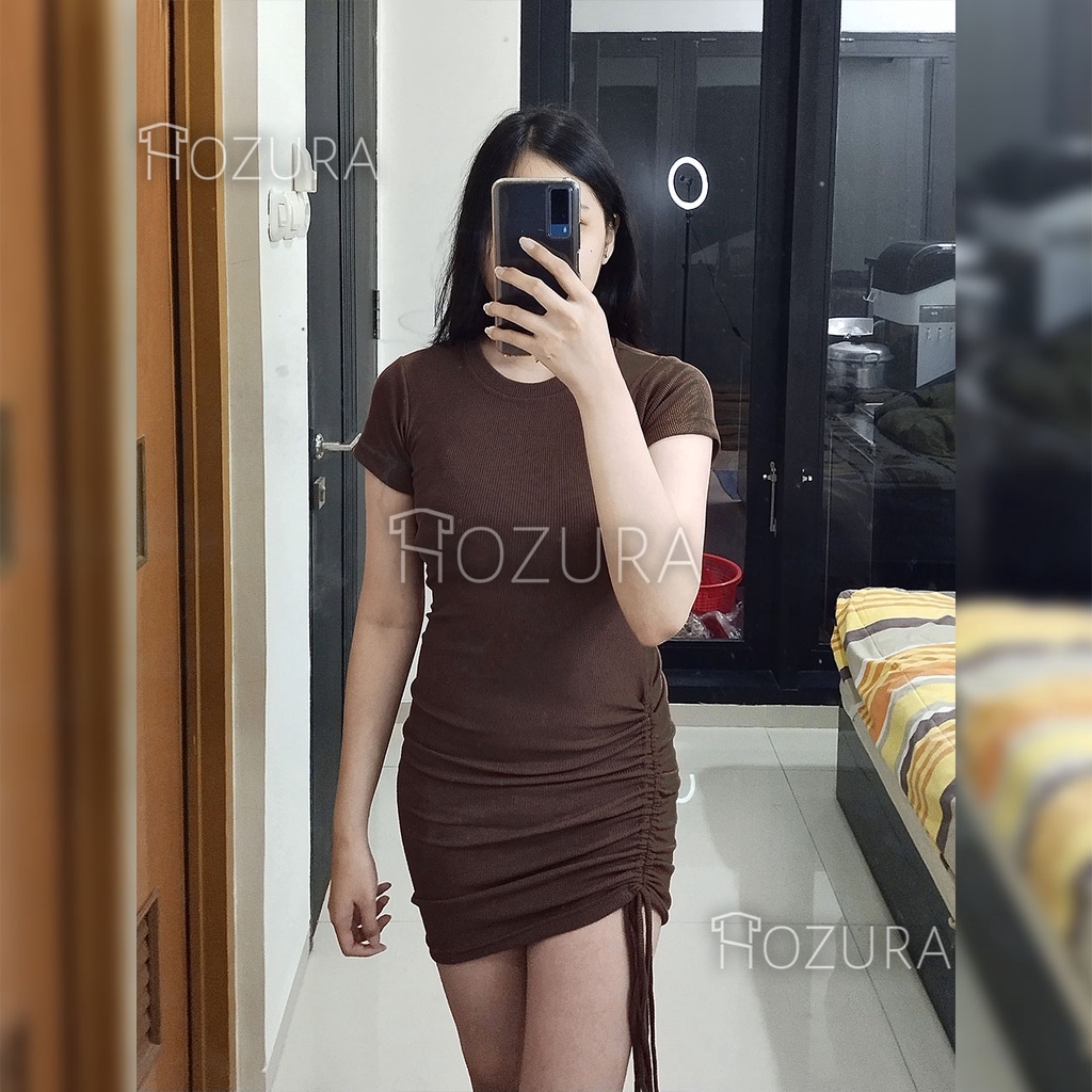 HOZURA - Dress Kain Rajut Premium Bisa Serut Samping - One Set Sexy - Dress Wanita Kekinian 2021 - Dress Wanita Korean Style Terbaru 2021 Kekinian Sexy Remaja - MDLV ~ 0240 Pdk Knit Cami Bodycon Dress Import Dress Rajut Bodycon BJ0N - Elma dress rajut pol