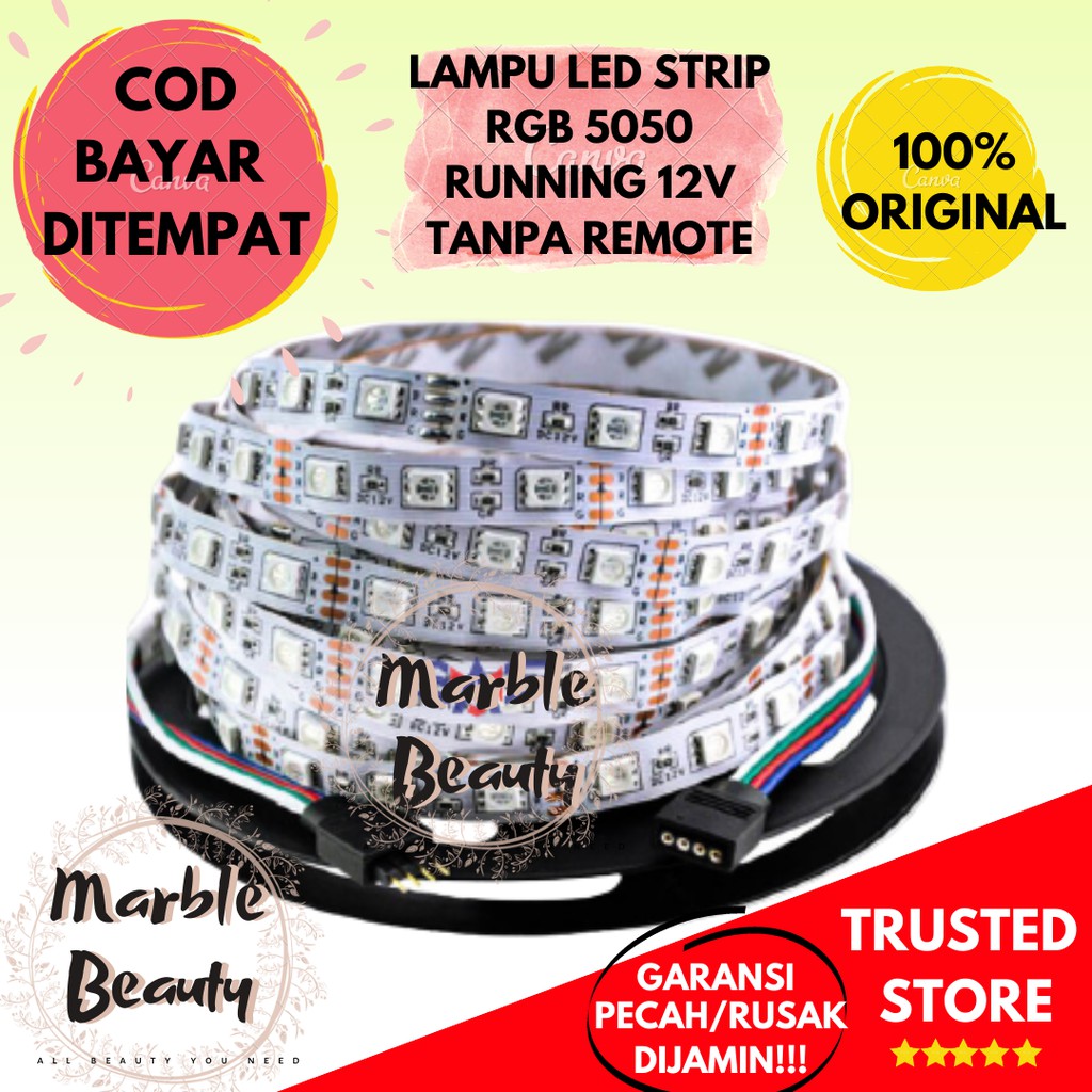 Lampu Led Kaca Depan Mobil Truk Variasi Strobo Strip RGB 5050 12 Volt 10 Warna