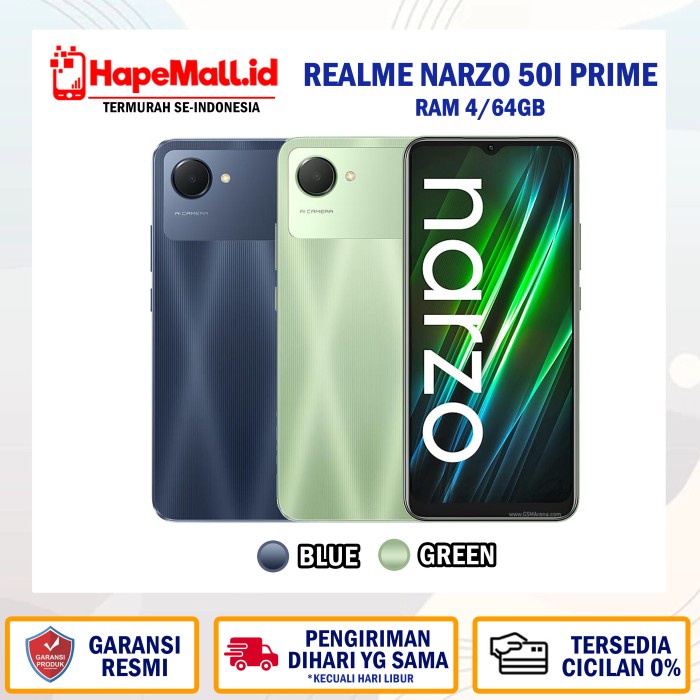 REALME NARZO 50i PRIME RAM 4/64GB GARANSI RESMI TERMURAH