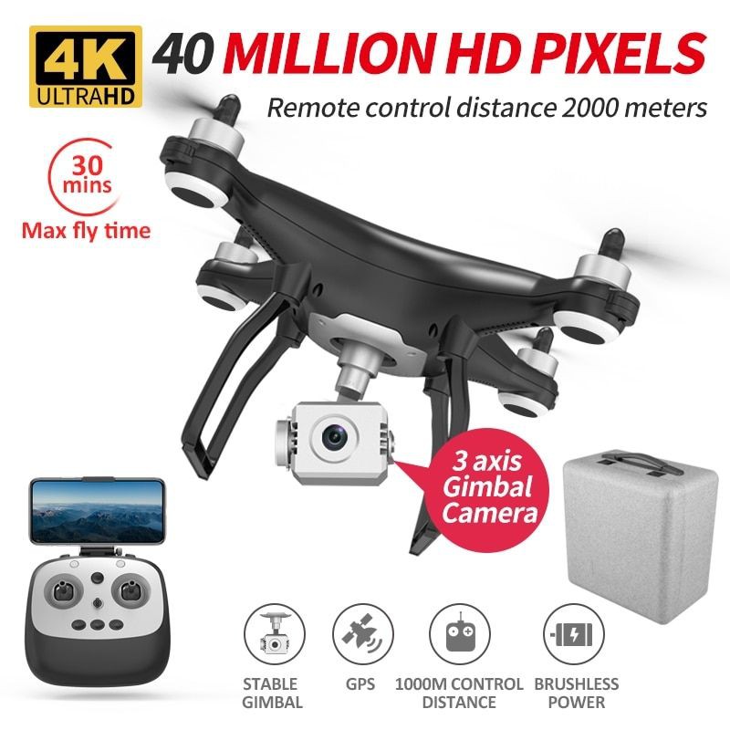 cod drone gps murah x35 pro 3axis gimbal kamera 4k free tas