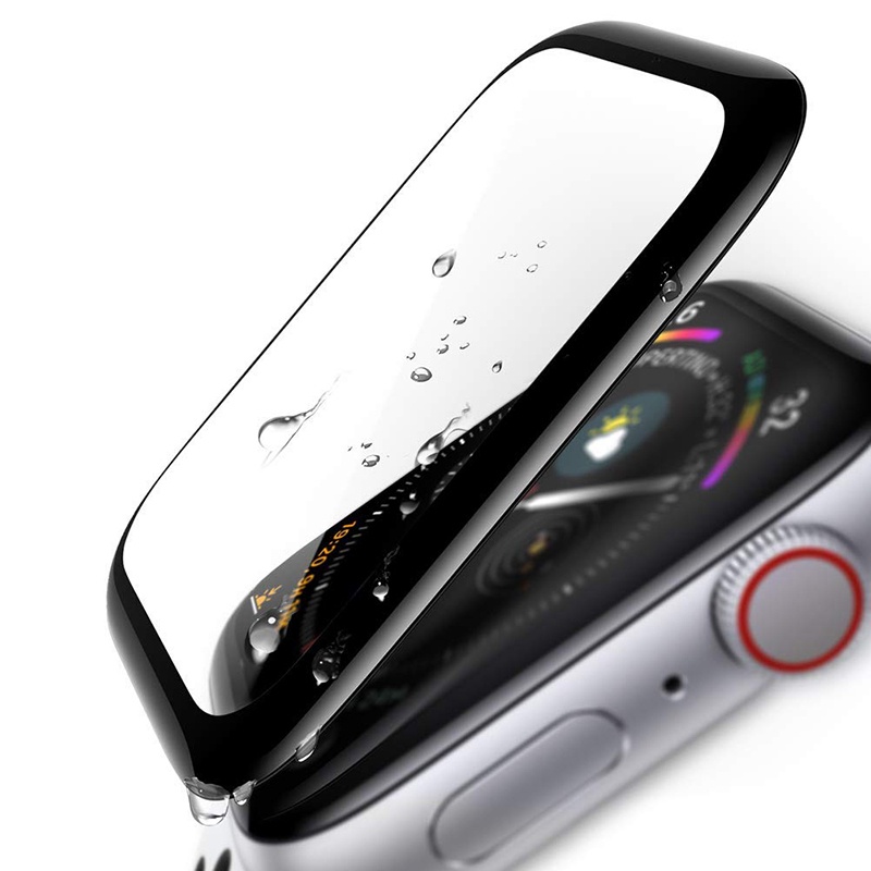 Pelindung layar kaca tempered full coverage melengkung 3D yang kompatibel untuk Apple Watch Series 7/SE/6/5/4/3/2/1