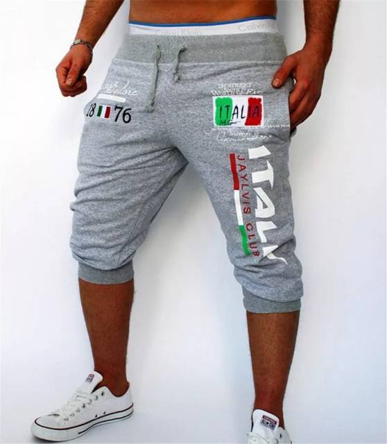 TOTOTAshop.Celana 7/8 ITALY pria.bahan fleece motif sablon,freesize fit to 28-34