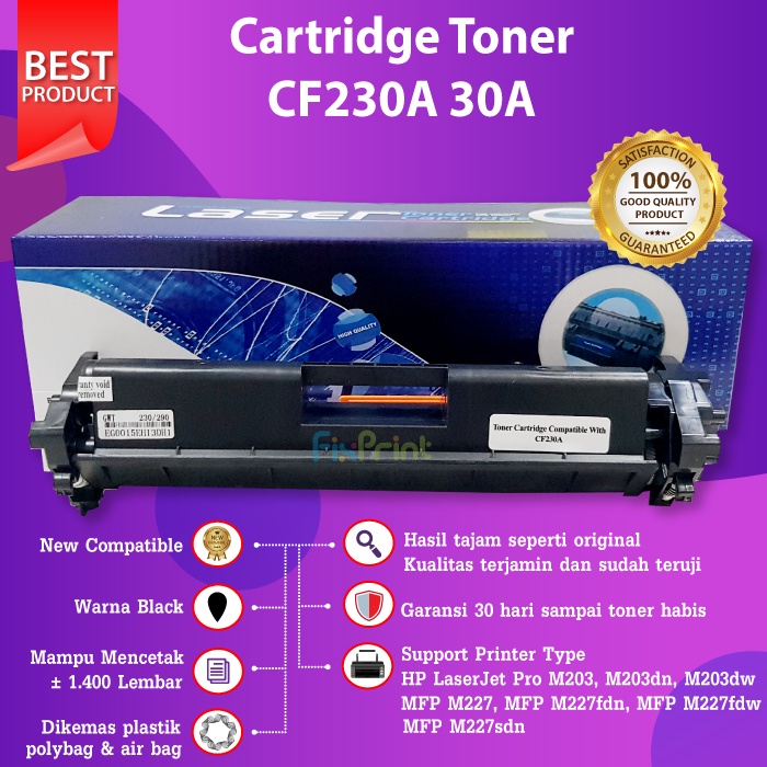 Cartridge Toner Compatible 30A CF230A Canon 051 Printer HP M203dn M203dw M227fdn M227fdw M227sdn