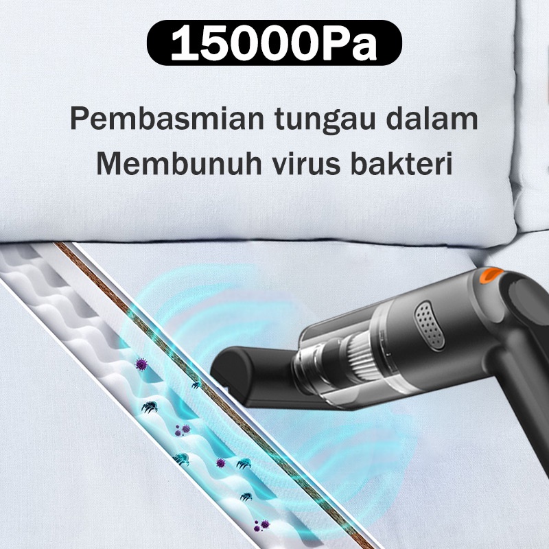 AmazeFan Vacum Cleaner portable alat Penyedot Debu mobil listrik15000Pa Mini Wireless vacuum cleaner lantai Pembersih penyedot debu kasur USB Vacum aksesoris rumah vakum fakum Cleaner kasur pembersih debu elektronik vaccum penghisap kasur kucing