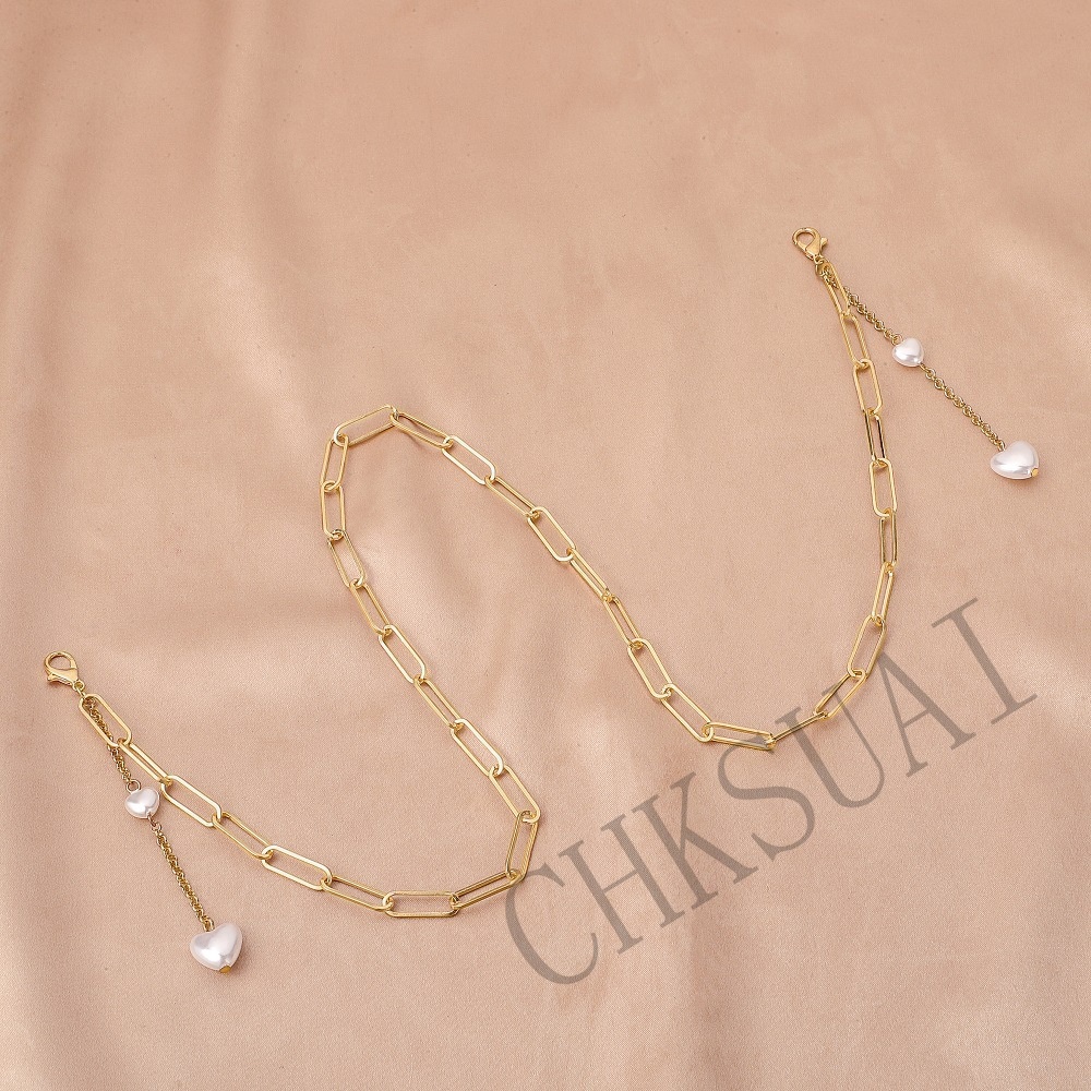 Gold Chain Love Pearl Fashion Anti-lost Mask Hanging Chain Necklace