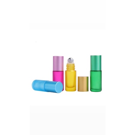 Botol Kaca Roll On 5ml Frosted Doff TEBAL Essential Oil Parfum Parfume Thick Bottle Roller Colorfull