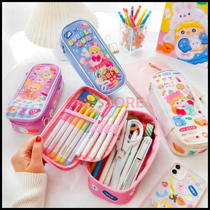 

Kotak Pensil Lucu Korea Anak Perempuan Wanita Dewasa Korean Blue Pink