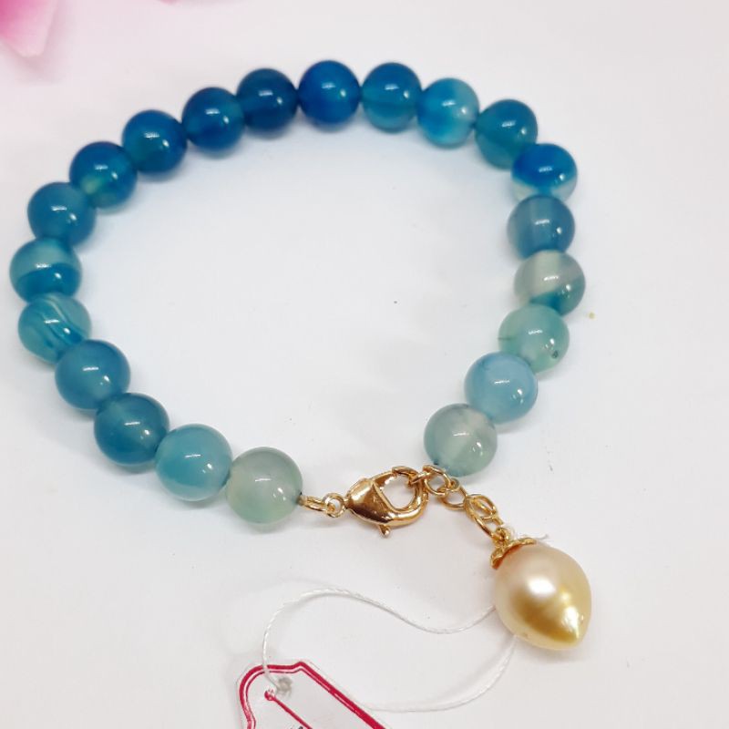 COD gelang mutiara air laut asli mix batu alam