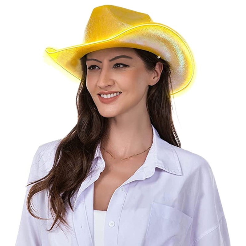 Topi Cowboy Cowgirl Dengan Lampu Led Untuk Dewasa