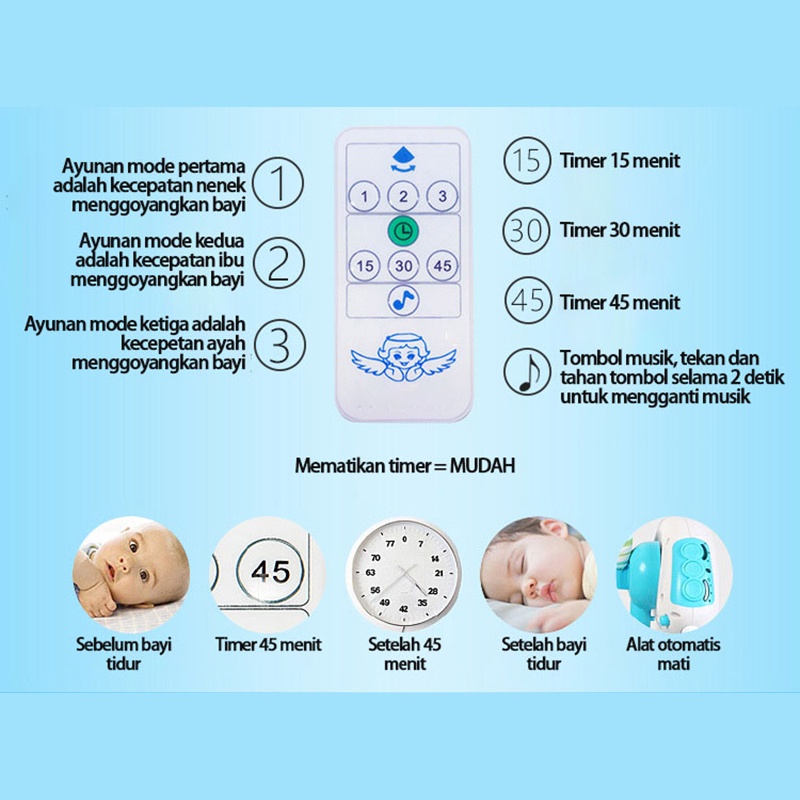 Ayunan Bayi Elektrik/Ayunan bayi multifungsi/otomatis Bouncer Swing/ kendali jarak jauh Start SURPABAYA