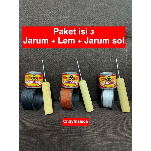 PAKET SOL ISI 3 / SOL SEPATU BENANG SOL SEPATU BENANG NILON / LEM SEPATU