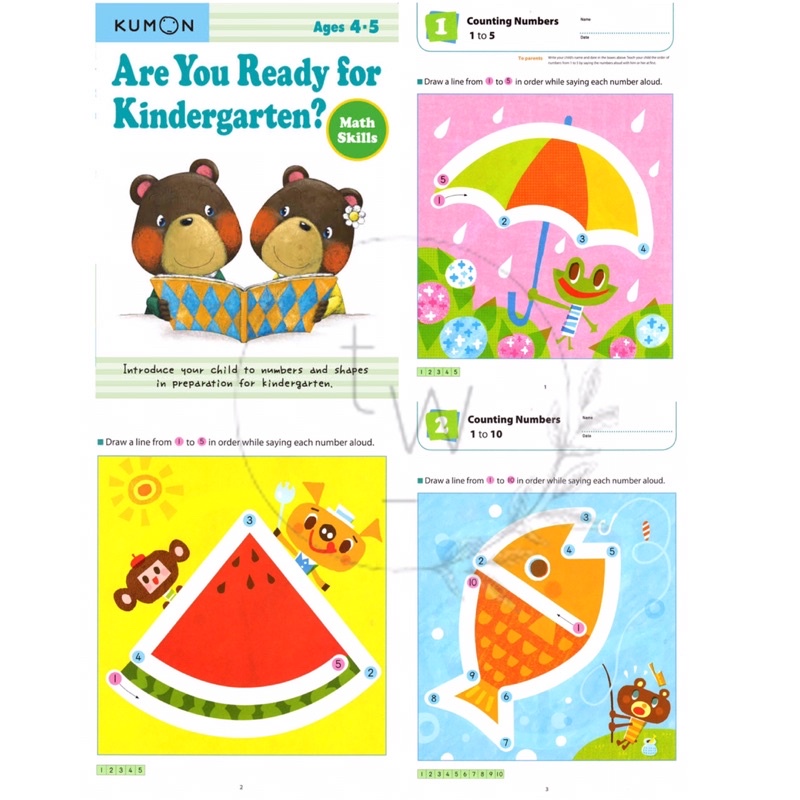 Kumon Are You Ready for Kindergarten Ages 4-5 Coloring / Math / Pasting / Pencil / Scissor / Verbal Skills - Buku Aktivitas Anak PG TK-2