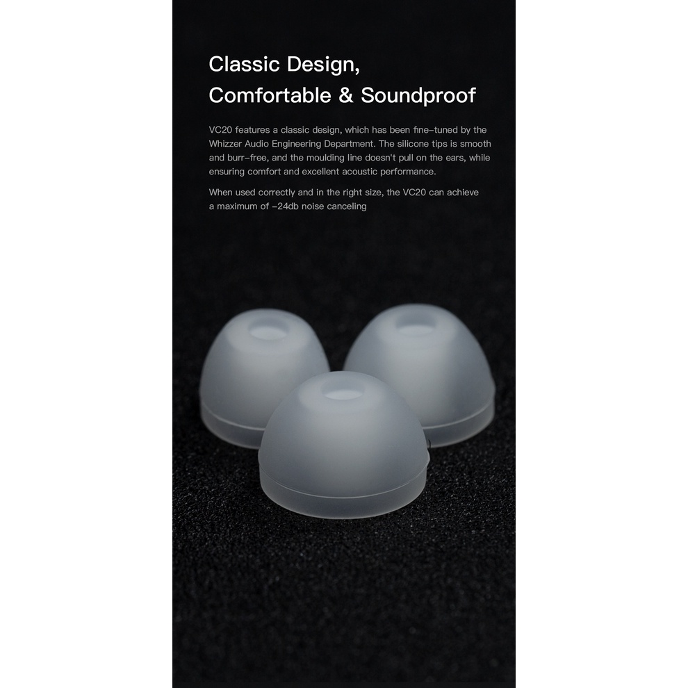 Whizzer EASYTIPS VC20 Vocal Sound Ear Cap Silicone Earbuds Cover Sweatproof Waterproof Universal Earplug Cover