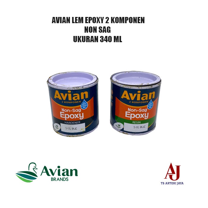 Lem Epoxy Non Sag 2 Komponen Avian Resin dan Hardener 340 ML Dempul Kapal Besi Plastik Fiber Beton