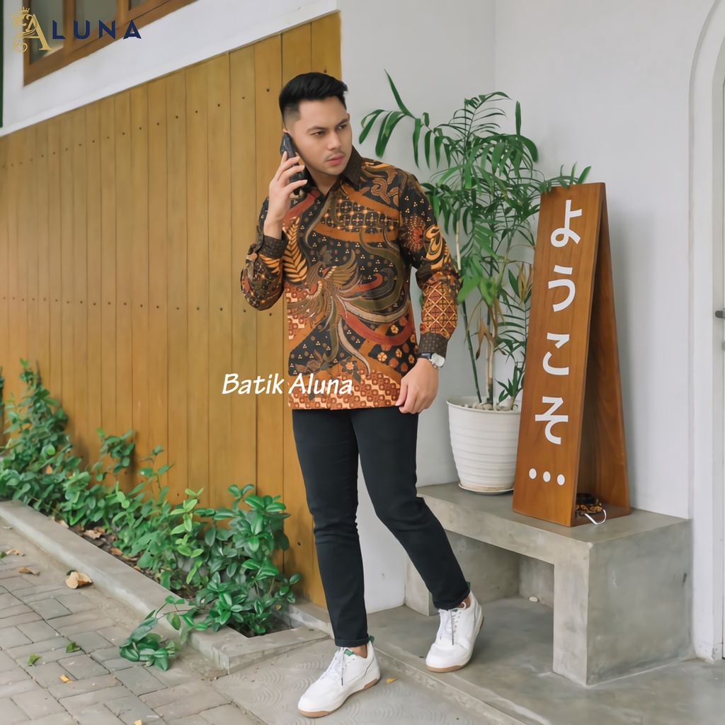 BAJU BATIK PRIA LENGAN PANJANG PREMIUM SOLO PRIA MOTIF NITIK KOMBINASI REGULAR FURING BAHAN KATUN PRINT ALUNA PCW 091