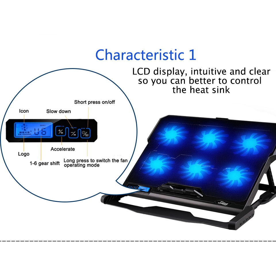 Cooling Pad / Alas Tatakan Kipas Pendingin Laptop 6 Fan Ice Coorel Cool Pad