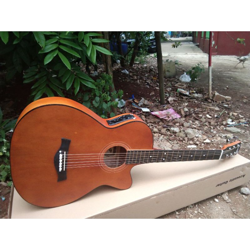 gitar cowboy akustik elektrik cowboy tass kabel