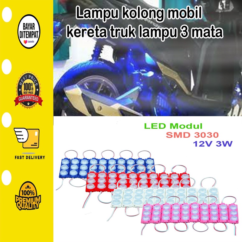 [BISA COD] lampu kolong mobil Modul Led motor truk lampu 3 mata jumbo timbul besar 7520 3030 3W 12V 24V variasi