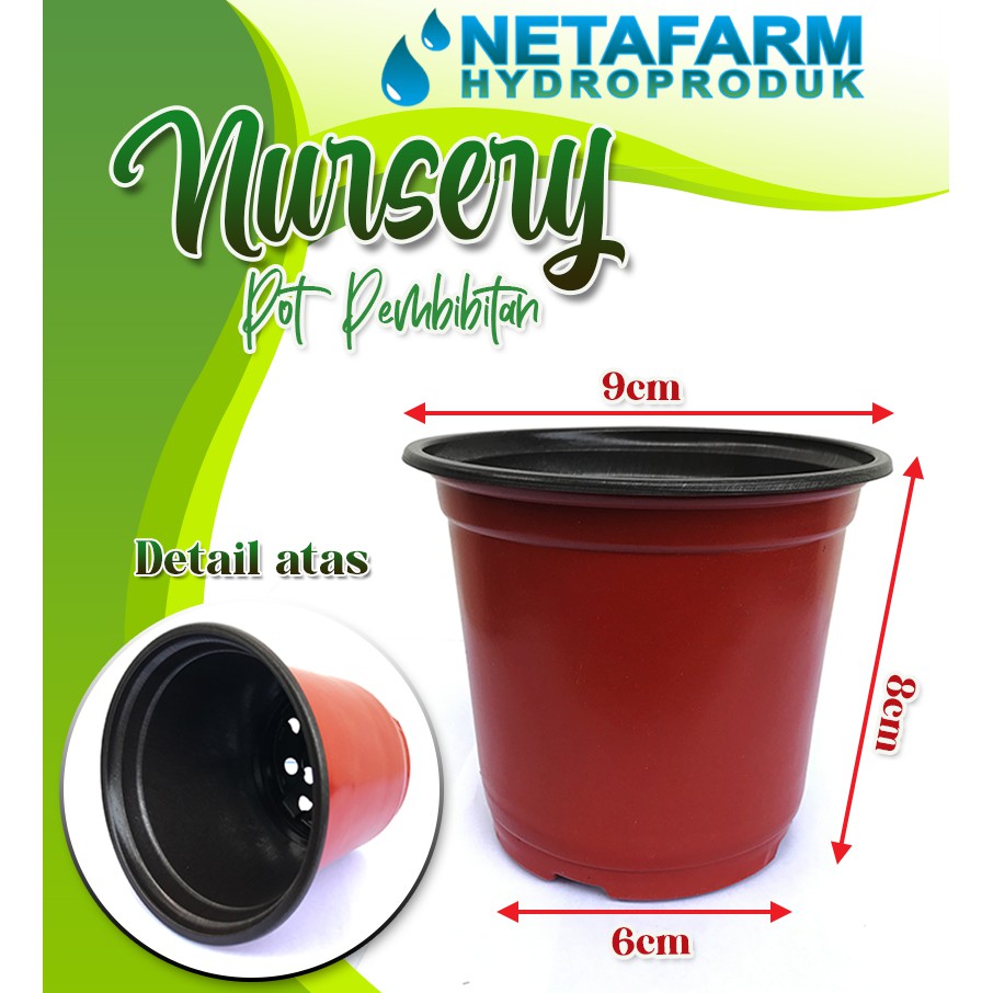 POT NURSERY ELASTIS Pembibitan Tanaman Coklat Hitam no 90 - 1 Lusin