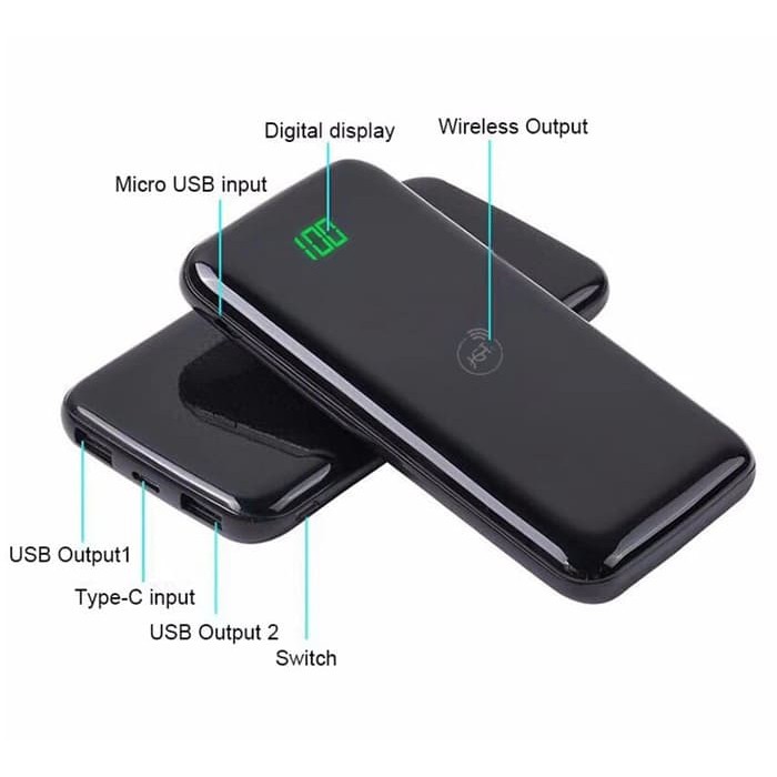 Ready     WIRELESS POWERBANK CHARGER 8000MAH POWER BANK WIRELESS JGT 19B