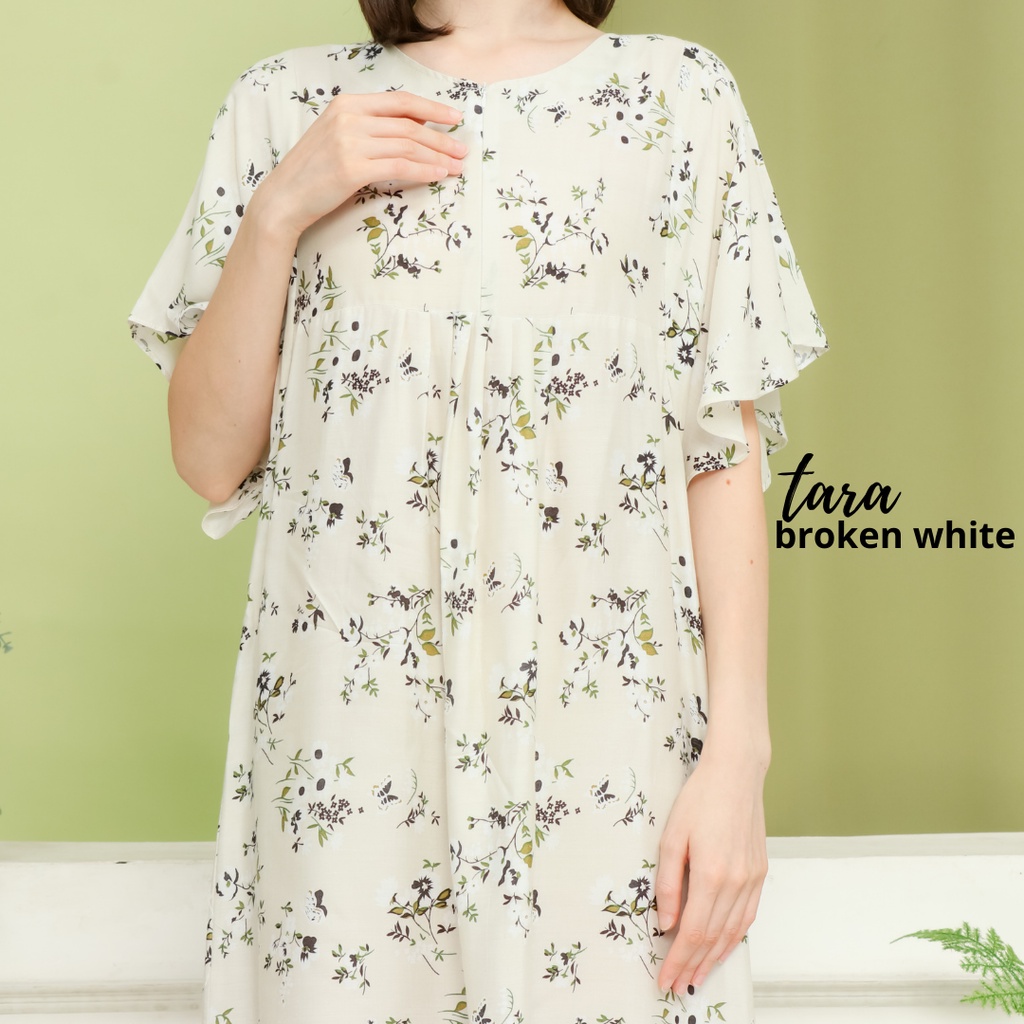 Daster katun etnik Tara / daster viral masa kini kekinian ruffle premium midi home dress korea