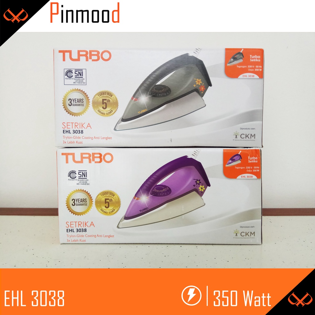 TURBO SETRIKA LISTRIK EHL-3038 DRY IRON GOSOKAN BAJU ANTI LENGKET MURAH SMART LAMP INDICATOR GARANSI RESMI 3 TAHUN LAMPU INDIKATOR GOSOKAN BY PHILIPS DISTRIBUTOR