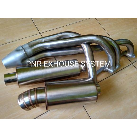 Promo Terlaris full set knalpot mobil kijang header 41 panjang knalpot racing stenlis mufler Knalpot