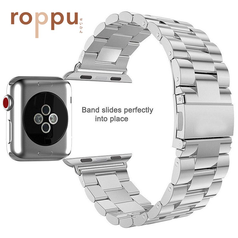 Roppu Stainless Steel Metal Strap for Apple Watch Series 1 2 3 4 (38mm,40mm,42mm,44mm)