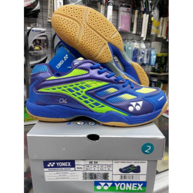SEPATU BADMINTON YONEX ALL ENGLAND 04 - BLUE / DARK VIOLET / NEON GREEN  -  ORIGINAL